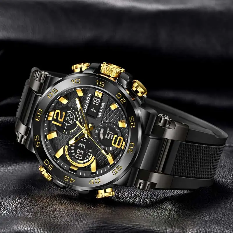 LIGE DESIGN LCD ÷   ߱ ð, 5ATM  и͸  ոð, Relogio Masculino + ڽ