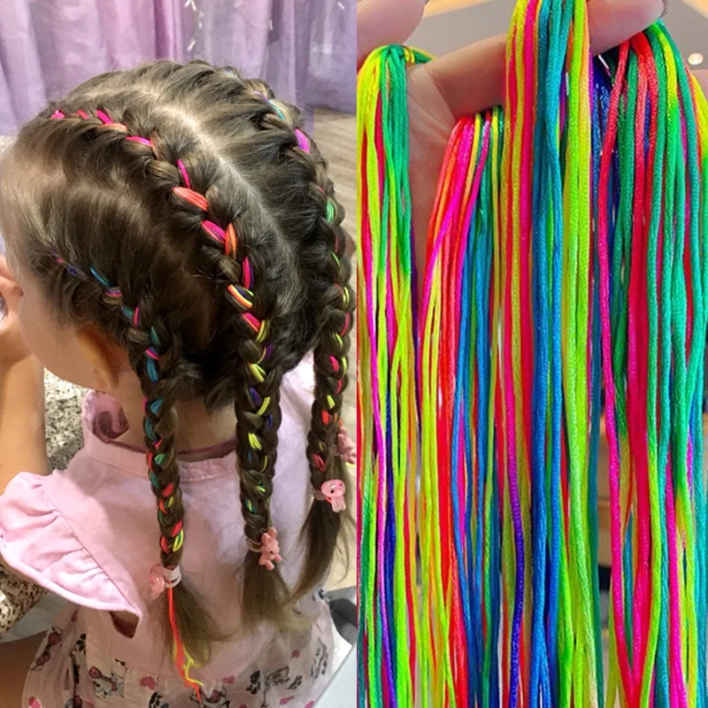 4-30Pcs 90CM Gradient Colorful Rope Tie Hair Women Dirty Braid Hair Rope Hip Hop Headband Kids Children's Ribbon Styling Braider