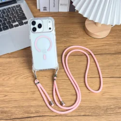 Magnetic Necklace Strap Cord with Removable Lanyard - iPhone 12 Pro Max (Pink)