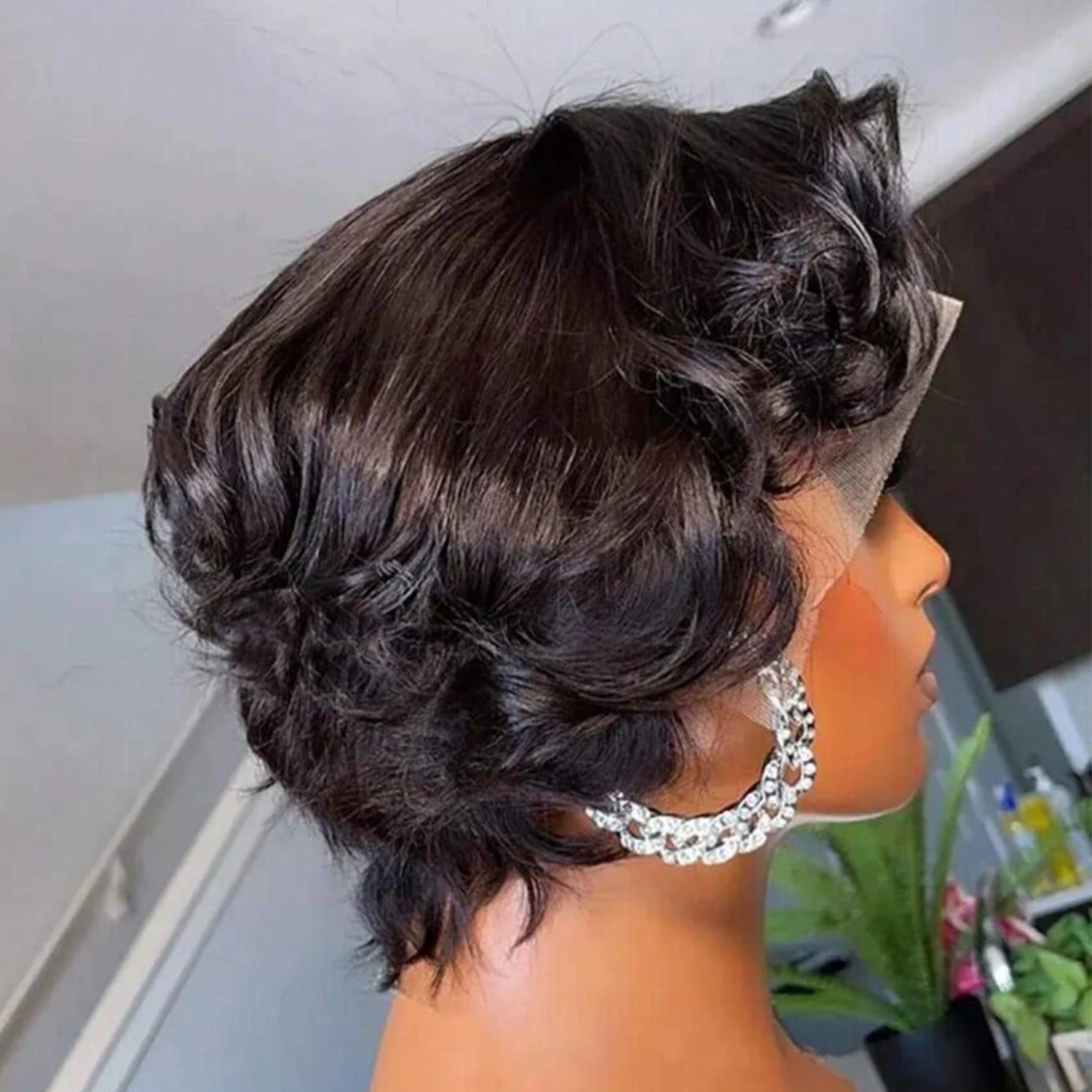 Short Pixie Cut Wigs 13x4 Lace Front Human Hair Wigs Fashion Style Natural Curly Wave Pixie Cut Human Hair Lace Frontal Wig