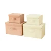 Washable Cotton Linen Fabric Folding CD Storage Box Foldable Bins Toys Organizer With Lid Storage Basket Laundry Basket 5