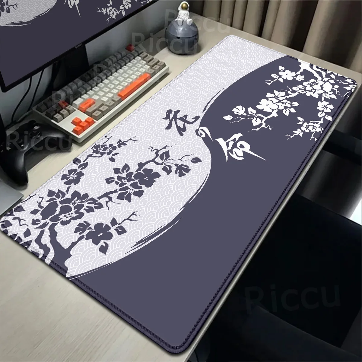 Computer Home HD Keyboard Mat XXL Black And White Cherry Blossom Mousepad Deskmat 90x40cm Laptop Soft Anti-slip Mouse Pad