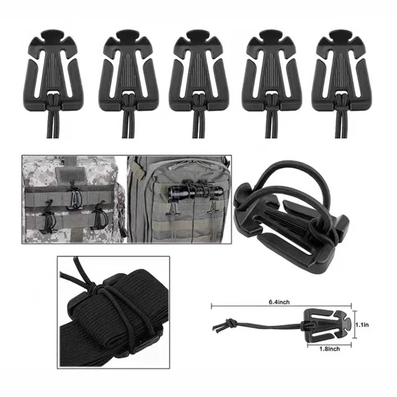 5 attaches élastiques tactiques pour équipement MOLLE - Accessoires de randonnée et pêche