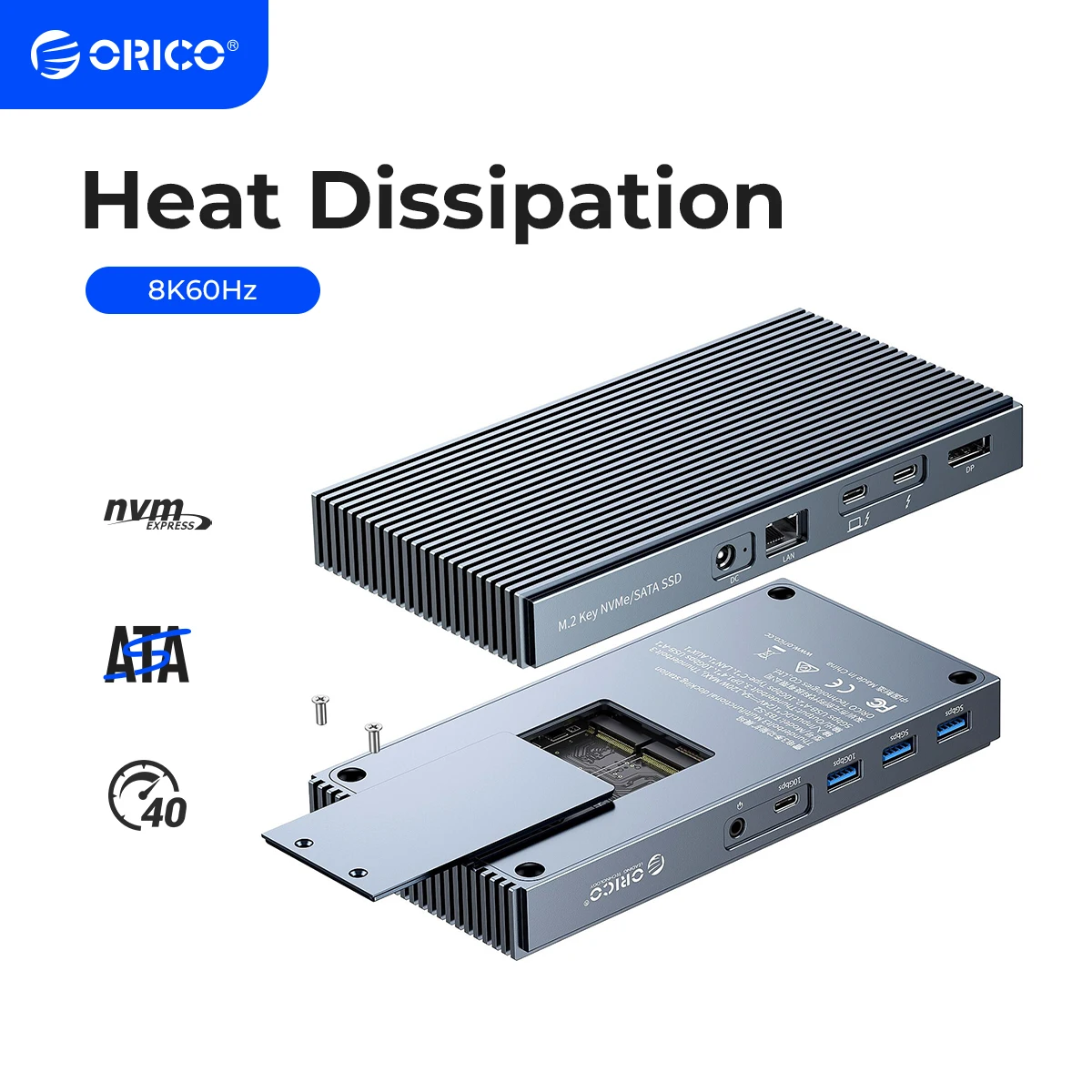 Boîtier SSD Thunderbolt 3 NVME M.2 - Gris ciel