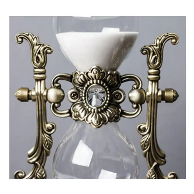 Európa Retro Hourglass Sandglass 30 Perc Dekoráció Virág Dekoratív Homok Óra Az Íróasztalhoz