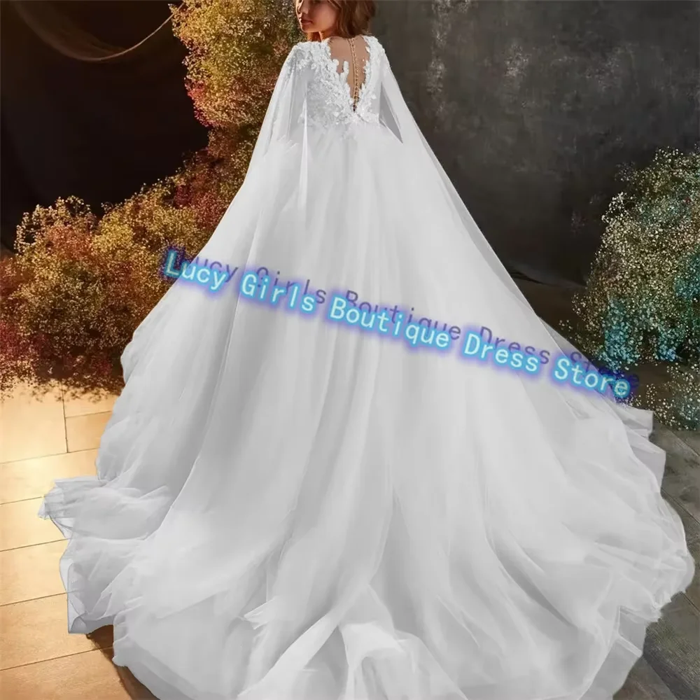 Elegant White Flower Girl Dress Tulle Fluffy First Communion Gowns Lace Printing Princess Wedding Party Ball Kids Birthday Gowns 6
