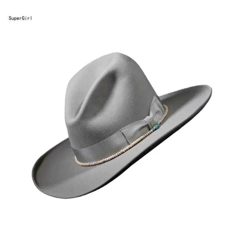 Homburg Hat for Men Women Unisex Wear Vintage Top Hat Cowboy Costume J78E