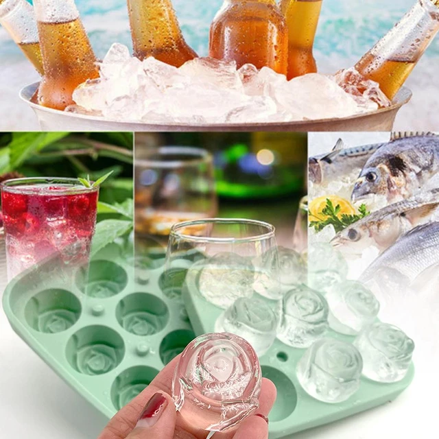 Silicone Ice Cube Mold for Freezer: Large Ice Cube Tray - Whiskey Ice Ball  Molds - Round Balls Ice Mold for Bourbon - Rose Ice Cube Trays for Cocktail