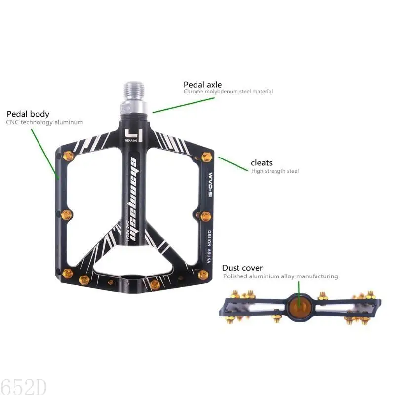 652d Shanmashi Fahrrad Pedal Mountain Bike Aluminiumlegierung breite Pedalplattform Pedale für BMX MTB – Detail 9