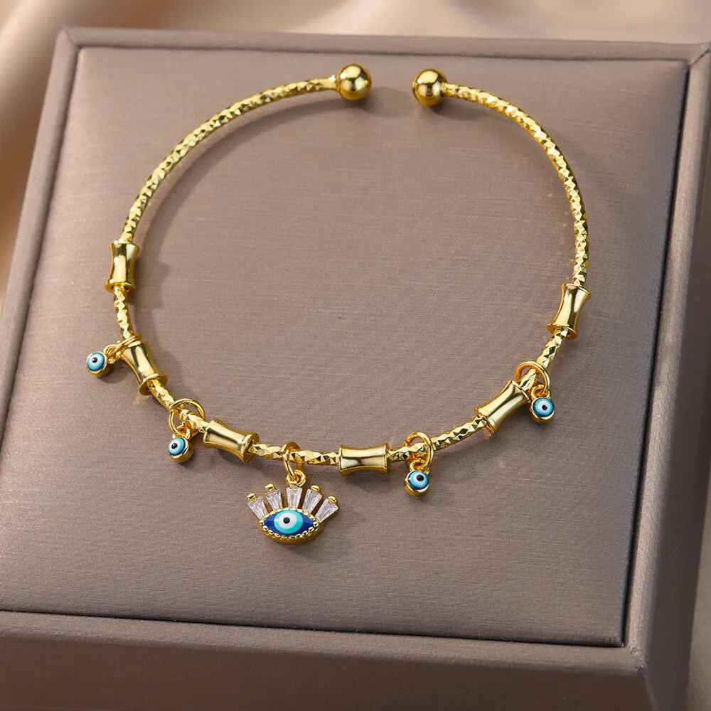 Zircon Fatima Hand Bangle Evil Eye