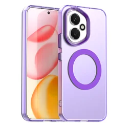 Magnetic Wireless Charging Case - Candy Colors Transparent Back Shell - HONOR 400 Pro (Purple)