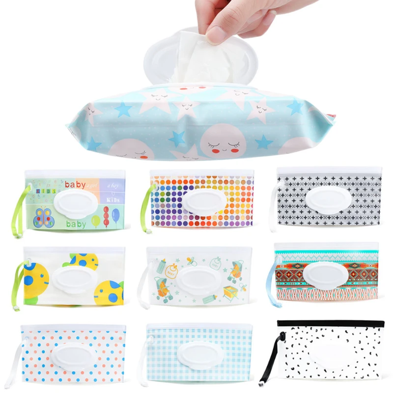 Eva Baby Wet Wipe Pouch Cute Snap-Strap Riutilizzabile Wet Wipes Bag Flip Cover Tissue Box Outdoor Utile Accessorio Per Passeggino