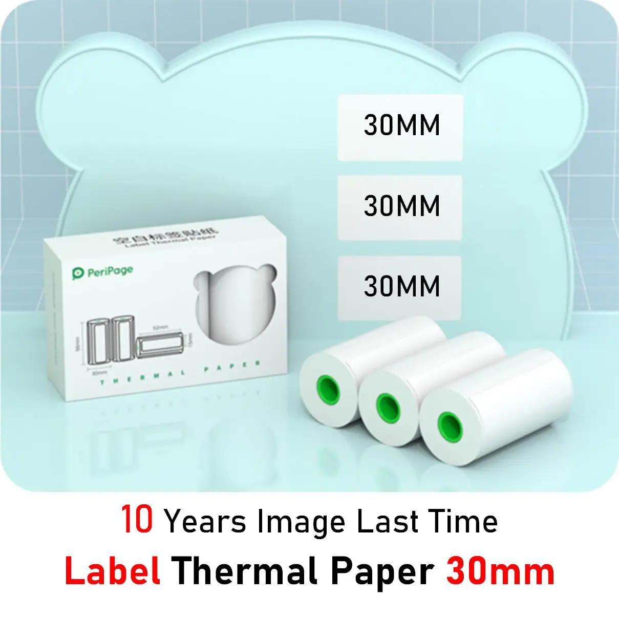 

White 30mm Label 15mm LAbel Color Bear Label Sticker Thermal Stickers 57X30mm BPA Free Suitable for Peripage A6 Thermal Printer