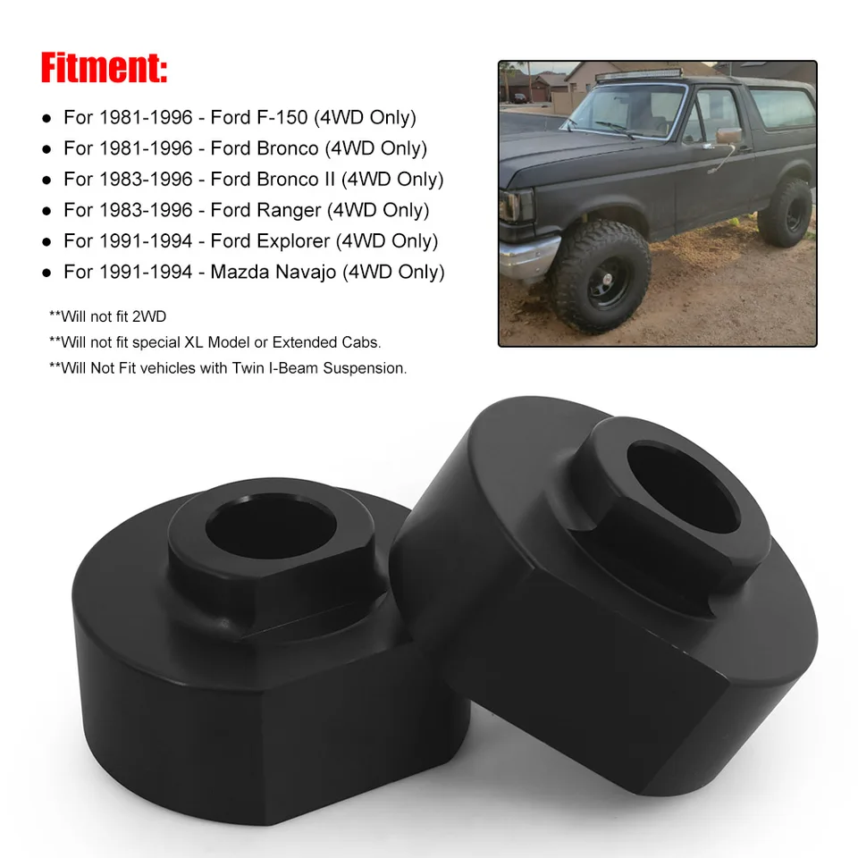 Kit de nivelación frontal de 2 pulgadas, espaciadores de resorte de  elevación delantera con extensores de perno de 5/8 pulgadas, 4WD, para Ford  81-96, F150, Ranger Bronco II 83-96 - AliExpress, image size:960x960