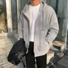 Warm Lightweight Coat Hooded Drawstring Jacket Coat for Men Women with Zipper Placket Pockets Loose Fit Sweatshirt Outwear Long 4