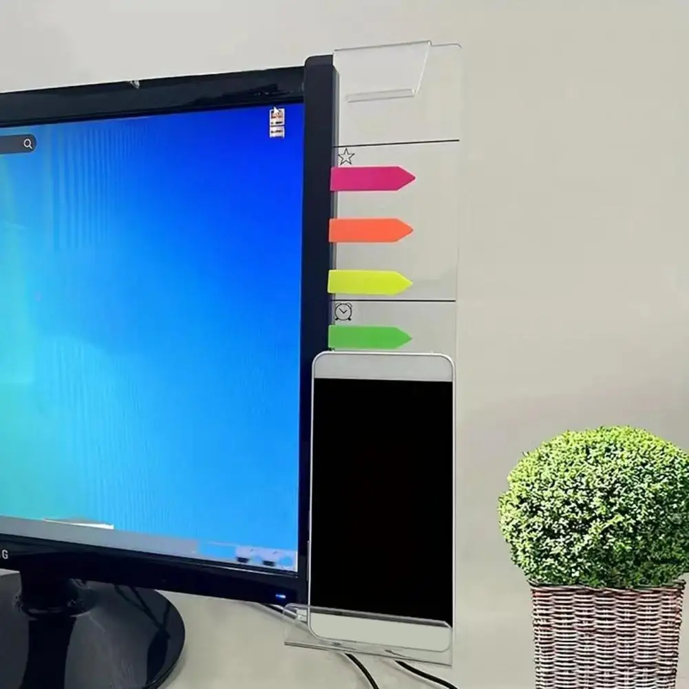 Computer Message Board Magnetic Monitor Memo Whiteboard Sticky Note Holder with Self-Adhesive Metal Strips Desk Accessories