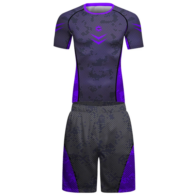 

Sport Shirt Rash Guard Bjj Fabric Custom Free Design Short Sleeve Sets Plain Polyester Wholesale Men Sublimation Customised OEM