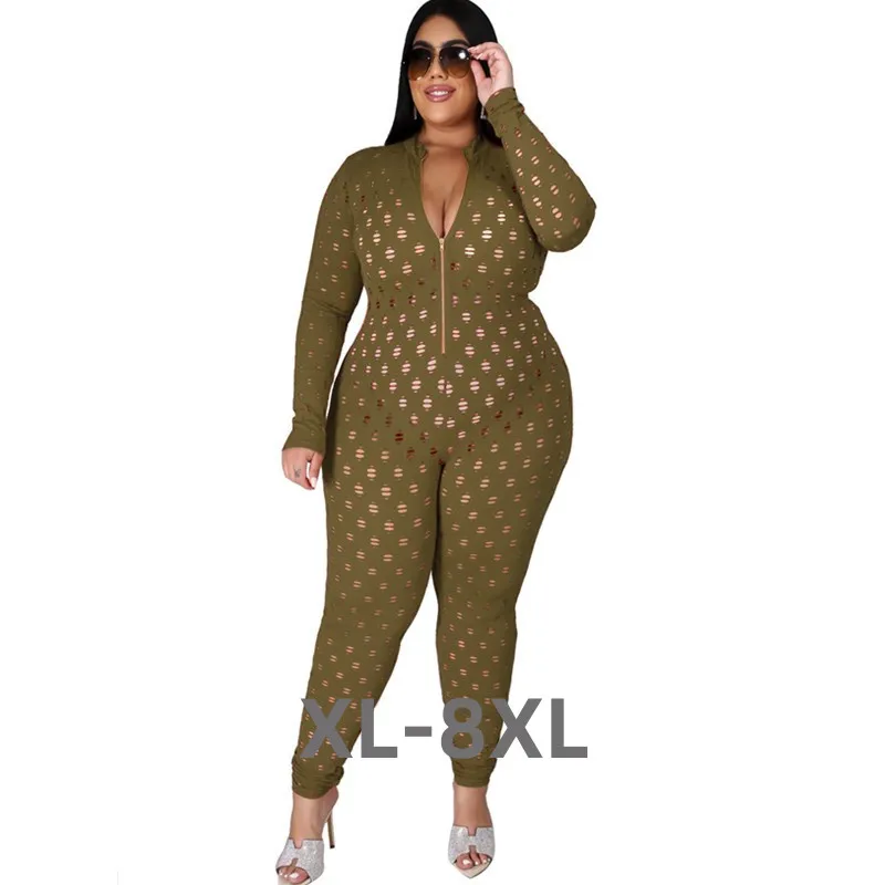 

Женский комбинезон на молнии, с длинным рукавом, 3xl, 4xl, 5xl, 6xl