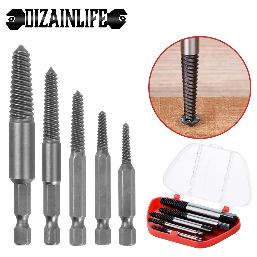 5/3Pcs Broken Screw Extractors Hex Drill Damaged Screw Extractor Drill