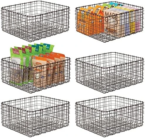 Wire Storage Baskets for Organizing with Lables, Pantry Organization Bins  for Kitchen Cabinets, Closet - Metal Basket for Laundry, Garage, Refridge,  Bathroom Co - China Black Storage Basket and Metal Wire Fruit