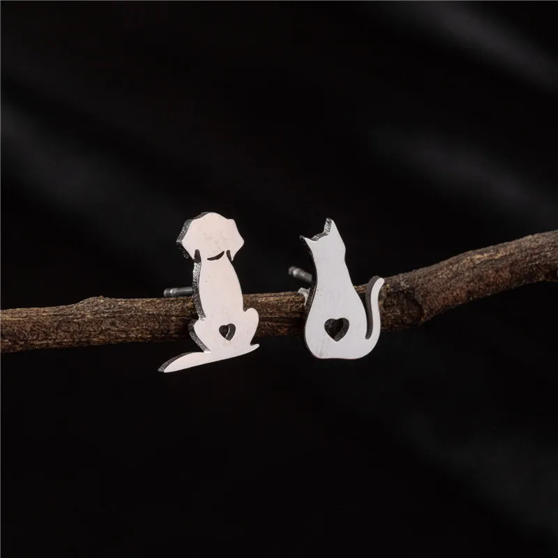 Orecchini da donna a forma di gatto, in acciaio inox, con ciondolo a forma di gatto, con gancio, idea regalo per gli amanti degli animali domestici, 33*15.3mm, Acciaio inossidabile, Non pietra