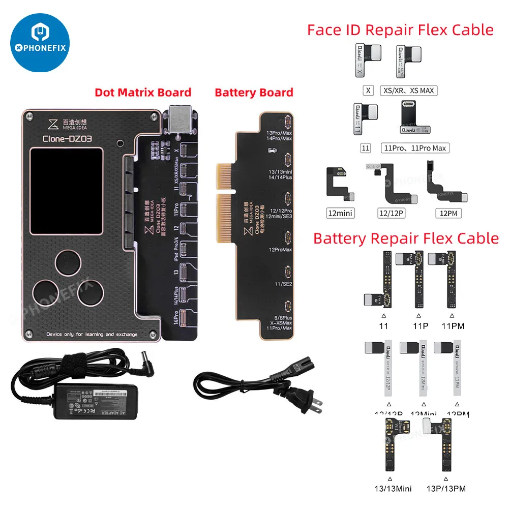 Qianli Clone Dz03 Programmatore Di Batterie A Matrice Di Punti Per Iphone X-14 Face Id Dot Projector Flex Cable True Tone Repair No Welding
