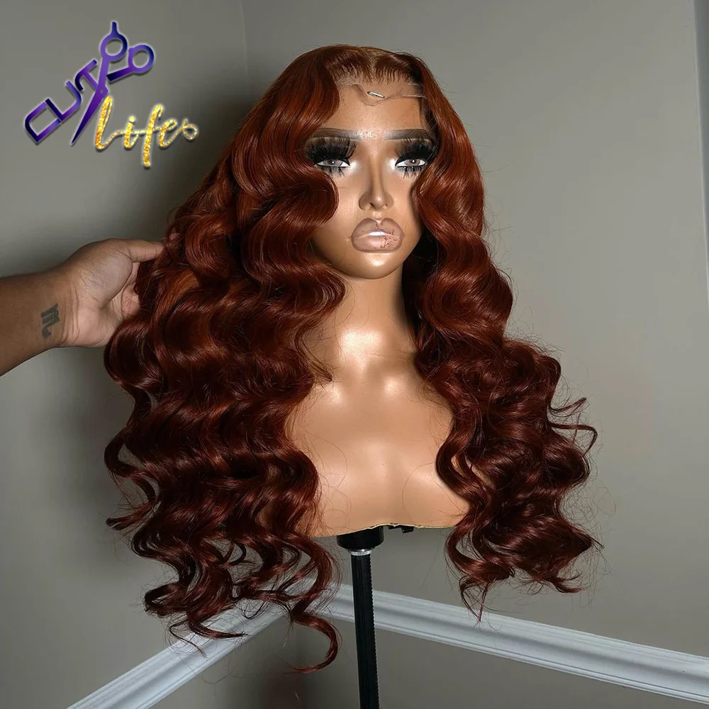 350 Ginger Colored Wig Body Wave 5x7 Pre Cut Lace Wig For Women 99j Burgundy 360 Glueless Full Lace Brazilian Human Hair