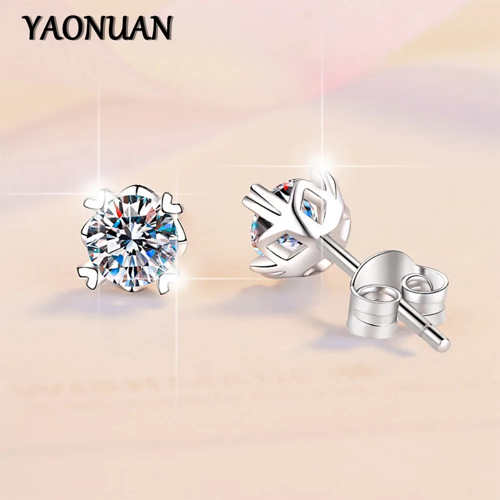 

YAONUAN 0.5 Carat Moissanite D Color 4-Claw Snowflake Earrings Ear Stud For Women Jewelry, 925 Sterling Silver, Certificado GRA