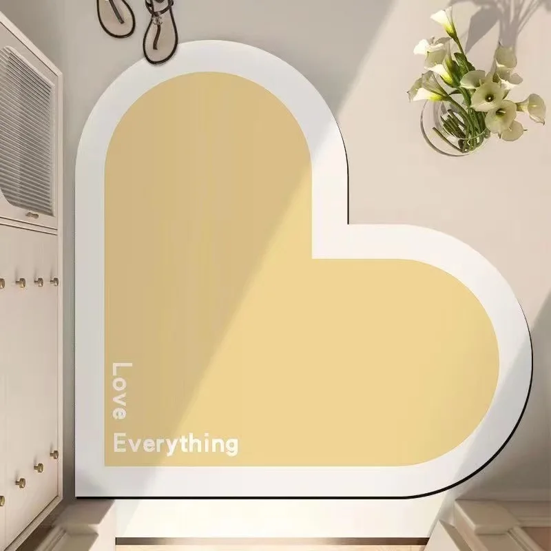 세척 가능한 하트 모양 발 매트, 욕실 입구 바닥 매트, 복숭아 코너, 흡수성 미끄럼 방지 발 매트, 80x80cm