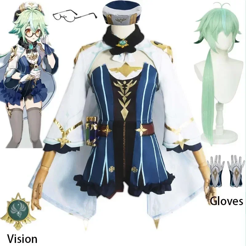 

Sucrose Cosplay Costume Sucrose Outfit Full Set with Wigs Suit Dress Uniform Glasses Bottle for Halloween