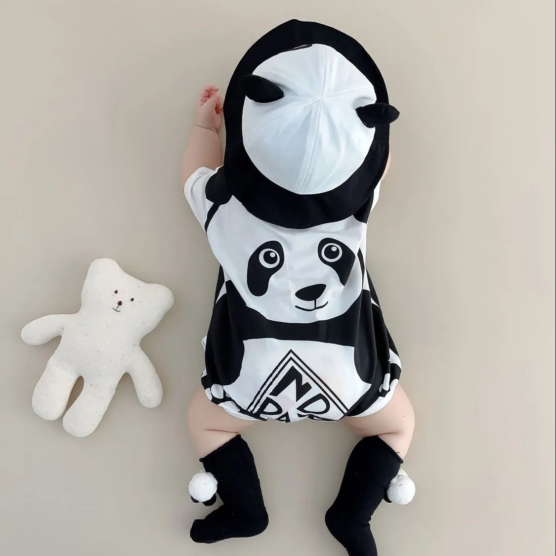 Cotton Panda jumpsuit Newborn Baby Boy Short Sleeve Jumpsuit Romper Overall Clothes 0-12 Months baby costume  ropa de bebe 2