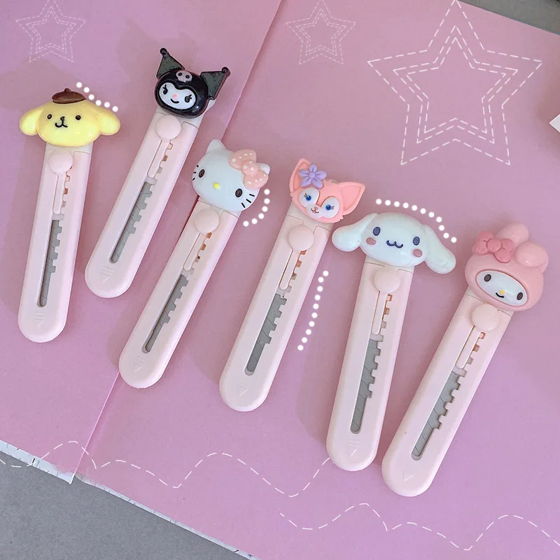 Sanrio Art Knife Kawaii Melody Kuromi Hellokitty Pompurin Cinnamoroll Cute  Handmade Paper Cutter Student Utility Tool Stationery