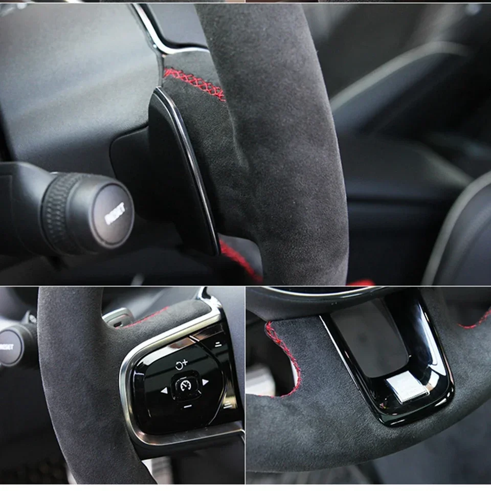 Schwarzer Wildleder-Auto-Lenkradbezug für Volkswagen Golf 5 Mk5 GTI VW Golf 5 R32 Passat R GT 2005 Innenzubehör – Detail 4