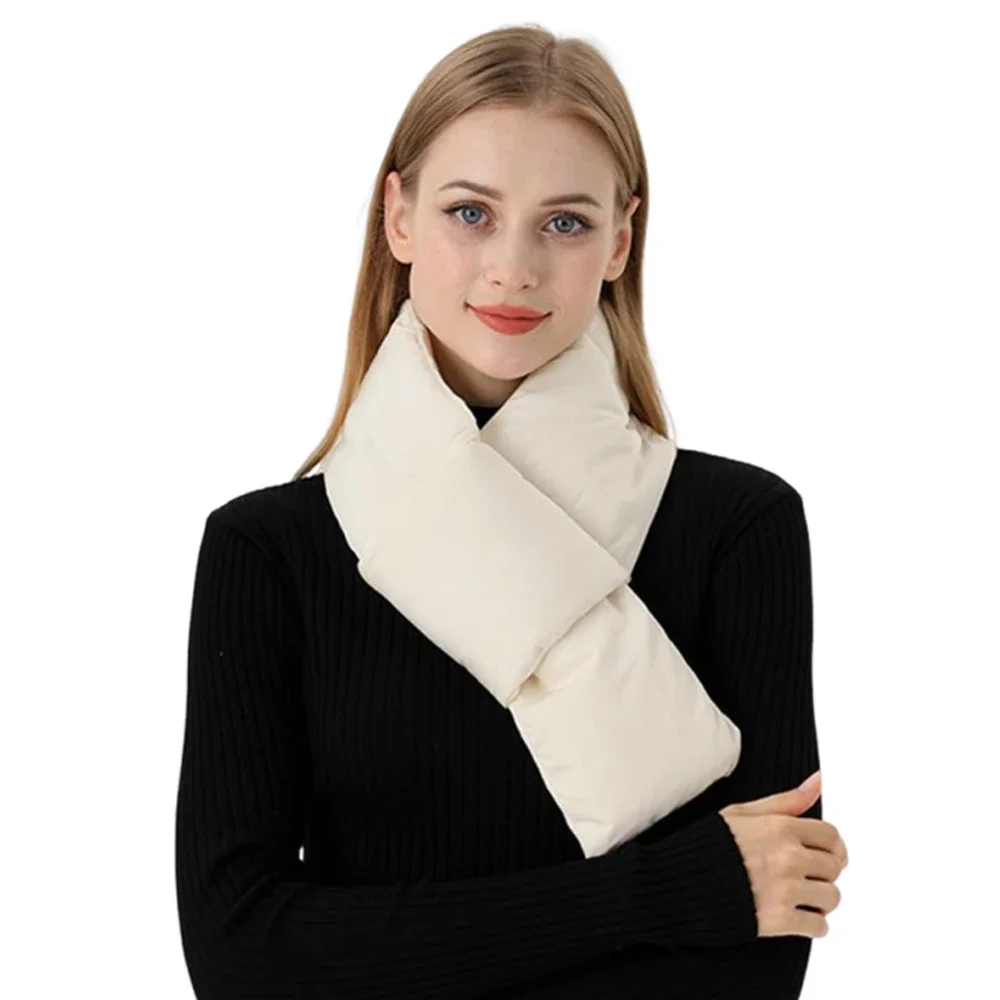 Gemütlicher Winterschal für Damen und Herren, mit Daunenfedern und Fleece gefütterter Schal, dicker Plüsch-Halswärmer, winddicht, modisches Accessoire für kaltes Wetter – Detail 10