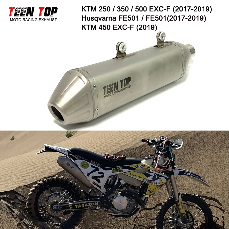 Offroad Bike Exhaust For Husqvarna FE501 FE450 2017-2019 50.5mm Stainless Steel Motorcycle Exhaust Muffler