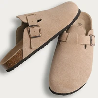 Crestar-Mules coordonnantes en liège et daim pour hommes et femmes, chaussures sabots classiques, pantoufles d'extérieur avec support d'arc, mode 1