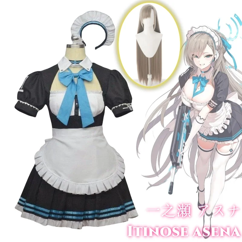 

Anime Game Blue Archive Cosplay Costume Clothes Wig Uniform Cosplay Maid Uniform Cleaning Clearing Cosplay Costume Woman Set