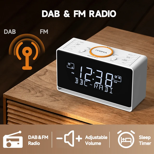 Réveil Radio DAB et FM avec 40 Préréglages, Bluetooth, Touriste, Minuterie  de Sommeil, Gradateur, Contrôle, Chargeur USB et Prise Écouteurs -  AliExpress