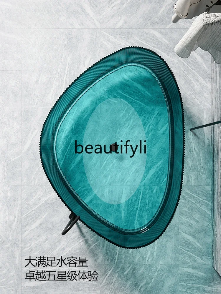 Transparent Resin Bathtub Household Freestanding Vertical Stripe Hotel B & B Double Large Capacity Color Bathtub