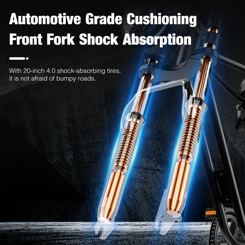20 Inch Electric Bicycle 30AH 500W 48V Adult Mountain Ebike Men's Road Hydraulic Oil Brake Dual Shock Absorber with Battery
