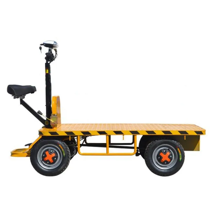 Heavy-Four-Wheel Electric Motorized Warehouse Workshop Cargo Handling Trolley Flat Bed Platform for Support
