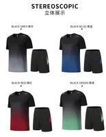 Men Active Quick Dry Crew Neck T Shirts and Shorts Set Athletic Workout Short Sleeve Clothes Basketball Running Gym Sports Suit
