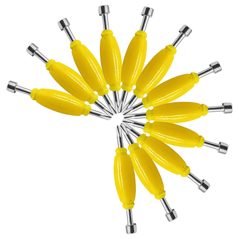 12 Pcs 스케이트 보드 수리 도구 키트에 대 한 노란색 미니 금속 더블 헤드 스크루 드라이버 Diy 손가락 끝 보드 스크루 드라이버 작업 세트