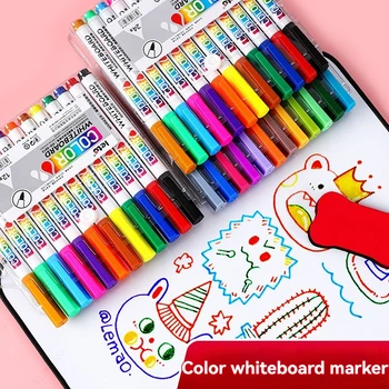 Set di Pennarelli Cancellabili a Secco 12/24 Colori, Pennarelli per Lavagna, Penne per Pittura ad Acqua, Penne Colorate con Inchiostro Fluttuante, Penne ad Acqua per Doodle, per Aula Scolastica
