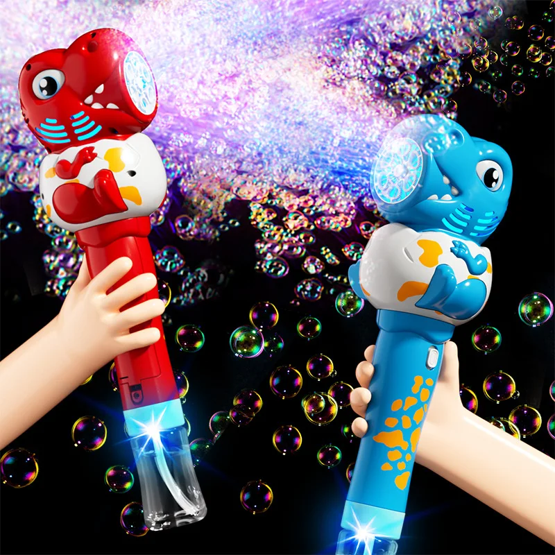 Niedliche Dinosaurier-Seifenblasenpistole Elektrische Seifenblasenmaschine mit Licht Handgehaltenes Seifenblasen-Spielzeug Automatischer Seifenblasenmacher Sommer-Outdoor-Spielzeug – Detail 4