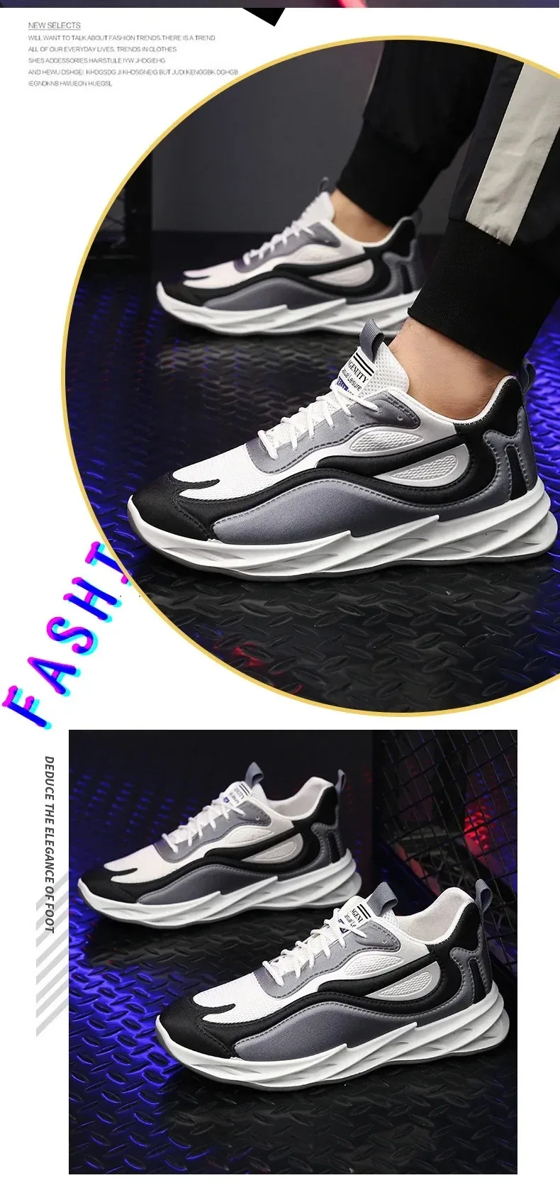 summer men's breathable fabric sports shoes with thick sole, casual Korean style sneakers for comfort and trendy looks. gray 4596523