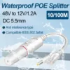 48V to 12V POE Splitter Waterproof  Adapter Active DC Adaptive Separator Cable Supply Module Injector for 100M IP Camera 1.2A 1