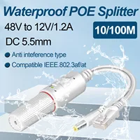 48V to 12V POE Splitter Waterproof  Adapter Active DC Adaptive Separator Cable Supply Module Injector for 100M IP Camera 1.2A 1