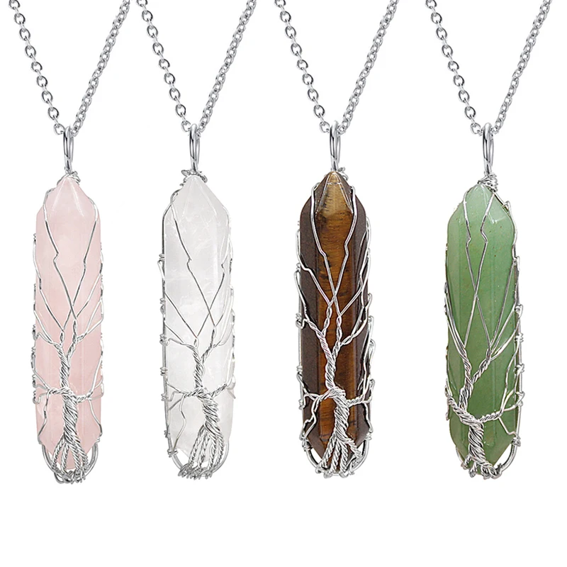  10 Pieces Hexagonal Crystal Pendant Necklace, Natural Quartz Stone  Pendant Necklace, Healing Crystal Full Wire Wrap Gemstone Necklace for  Women Girls (Charming Colors,Classic) : Clothing, Shoes & Jewelry