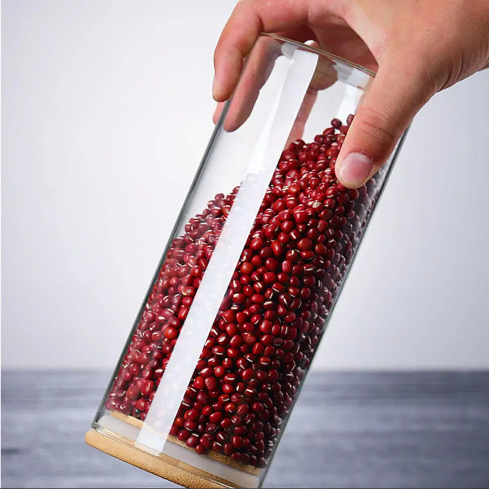 Glass Jar With Bamboo Lid Sealed Canister Food Storage Bottles Container Storage For Loose Tea Coffee Bean Kitchen Accessories 5